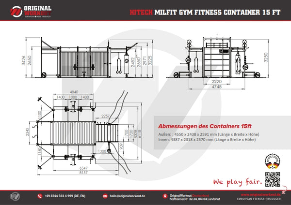15" MilFit Mobile Fitness Container - Sonderanfertigung -  Edelstahl Functional Training Anlage