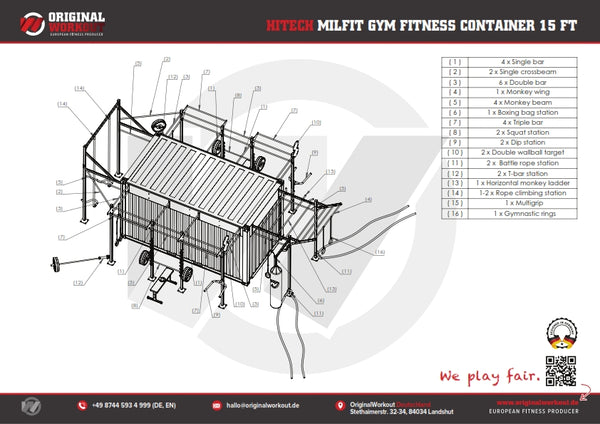 15" MilFit Mobile Fitness Container - Sonderanfertigung -  Edelstahl Functional Training Anlage